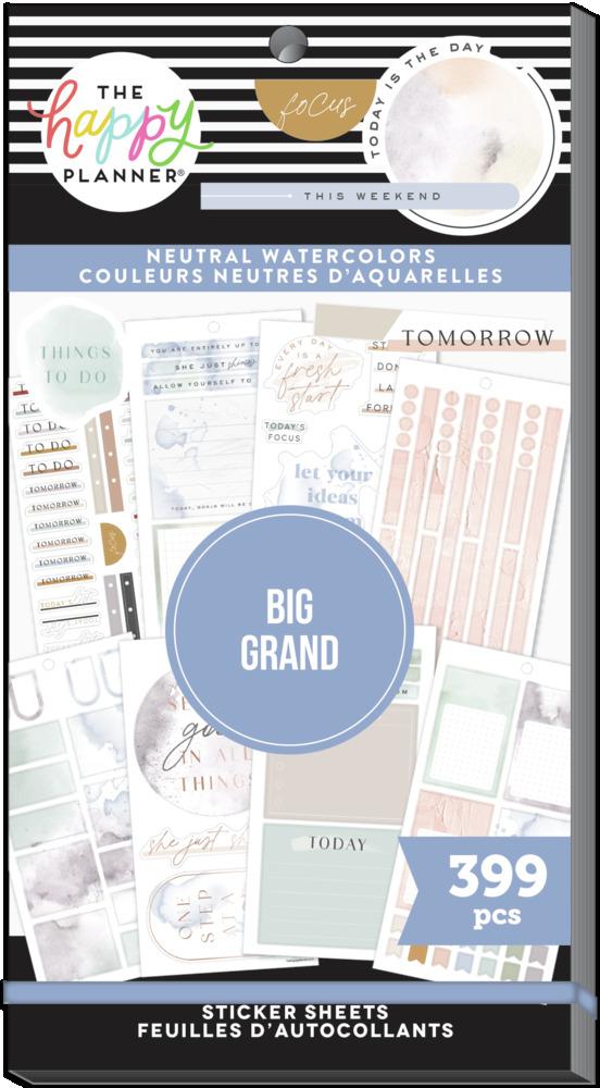 Value Pack Stickers - Neutral Watercolors - Big โ Happy Planner