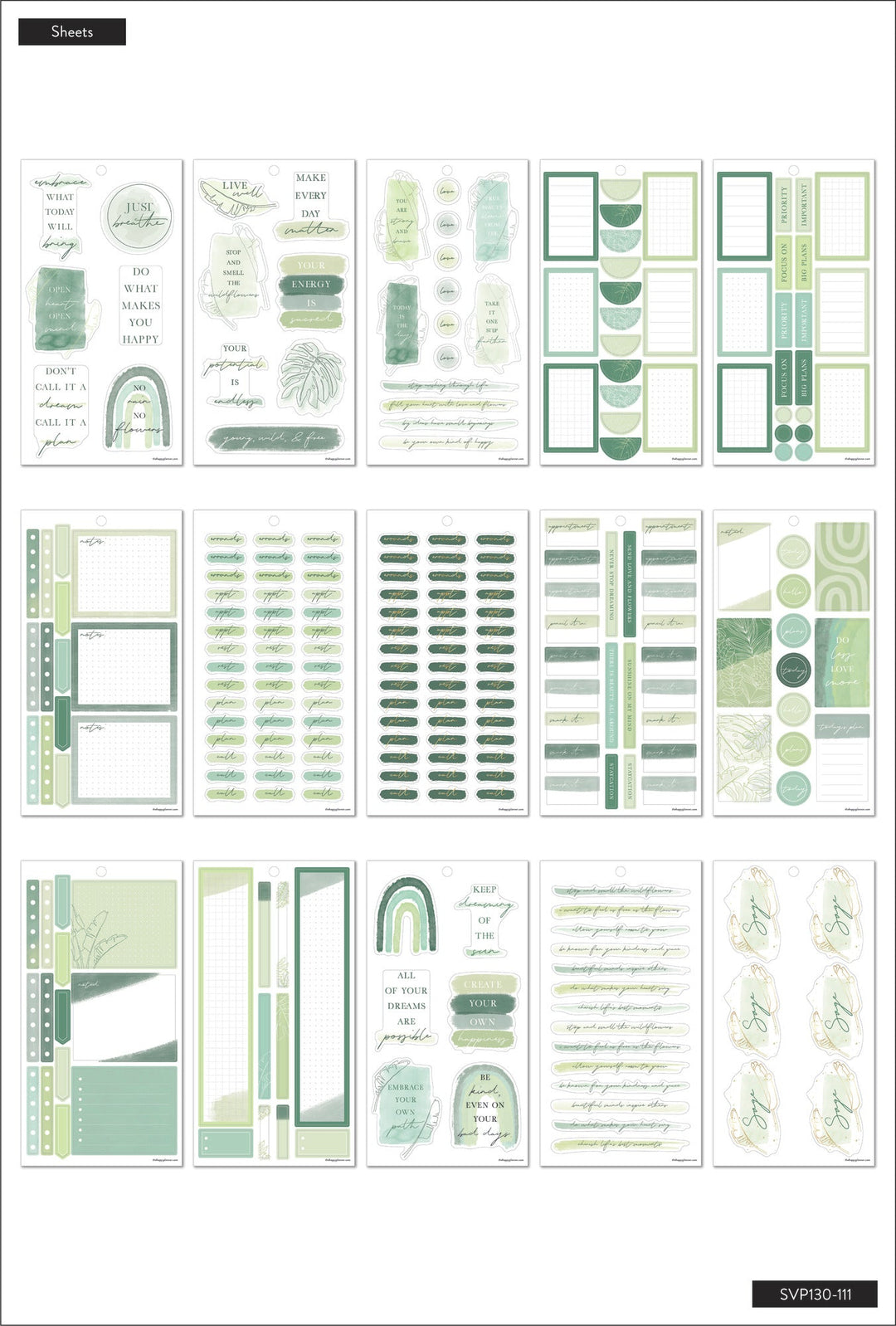 Avery Undated 12-Month Planner With Stickers - Sage Harmony Weekly Organizer