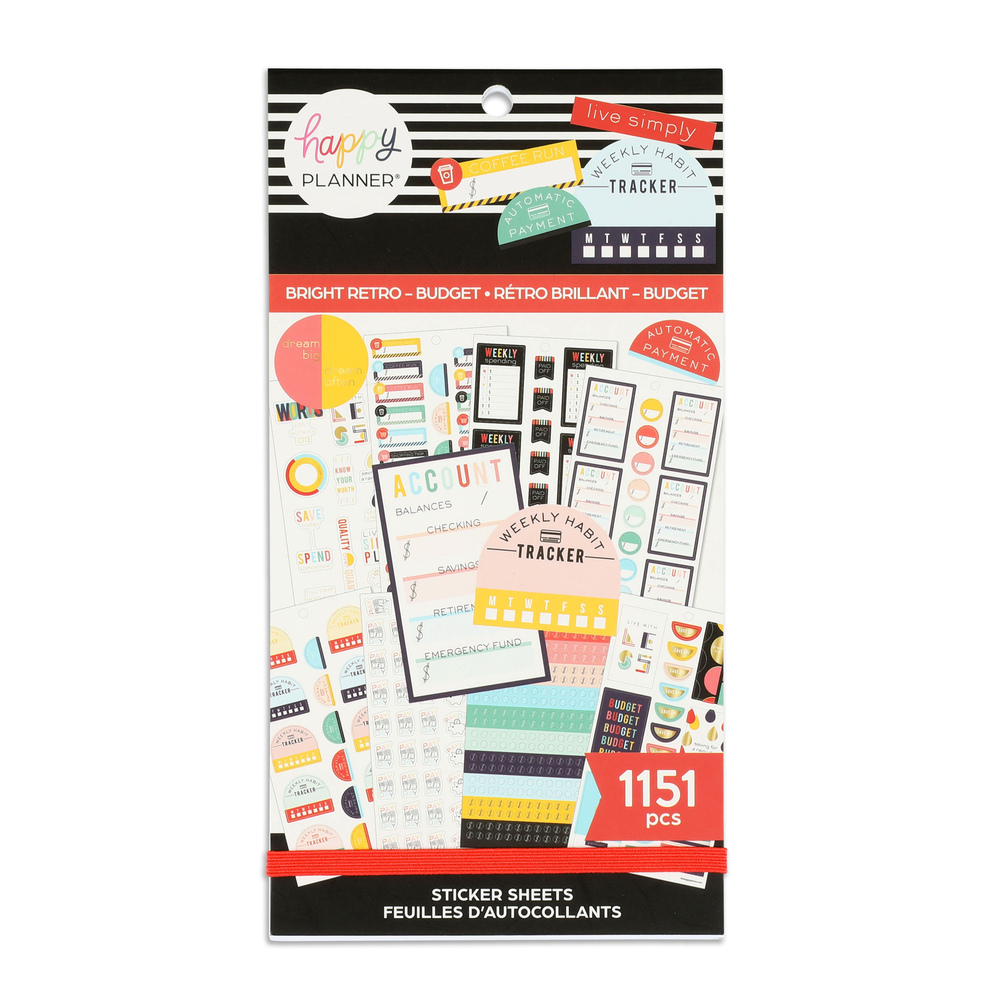 Bight Back Sticker Value Pack Stickers - Bright Retro Budget – Happy Planner