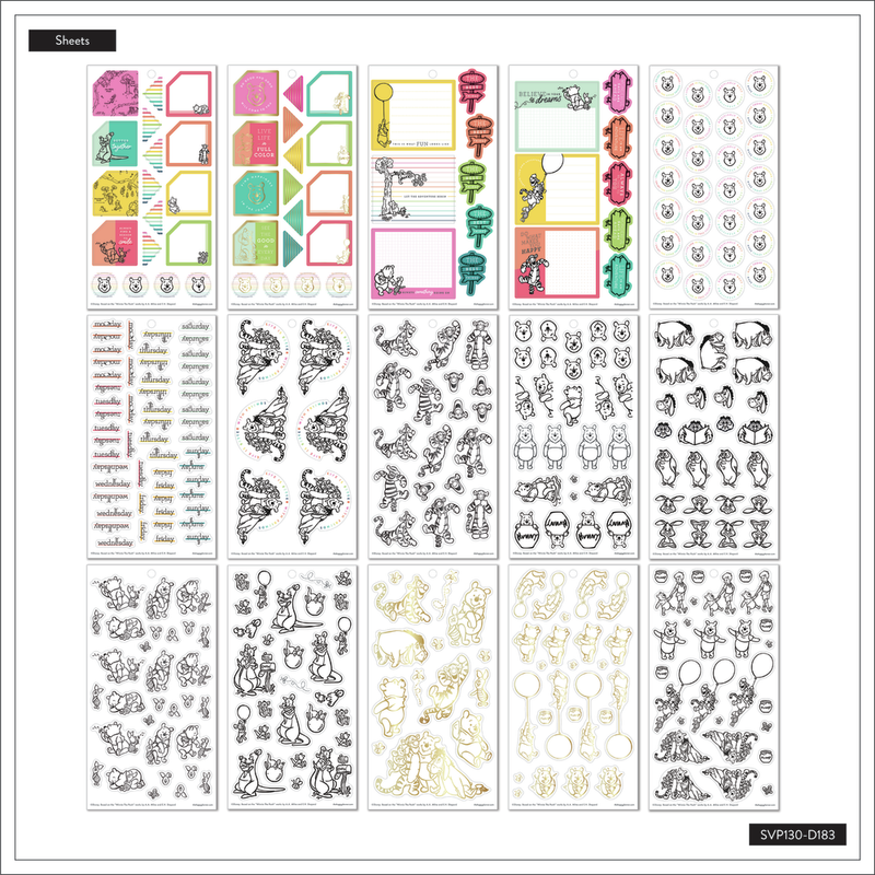  Happy Planner Disney Sticker Set for Planners, Calendars, and  Journals, Easy-Peel Disney Stickers, Scrapbook Accessories, Winnie-the-Pooh  True to You Theme, 30 Sheets, Classic Size, 562 Total Stickers : Office  Products