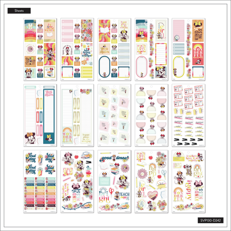 Disney Sunny Minnie Teacher Value Pack Stickers The Happy Planner