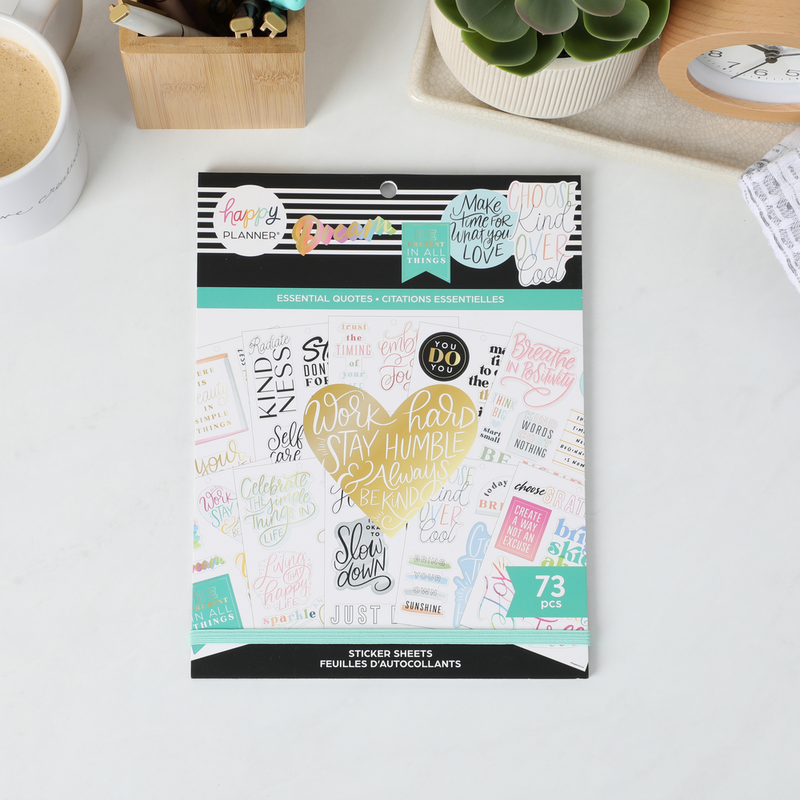 Large Value Pack Stickers - Essential Quotes β Happy Planner