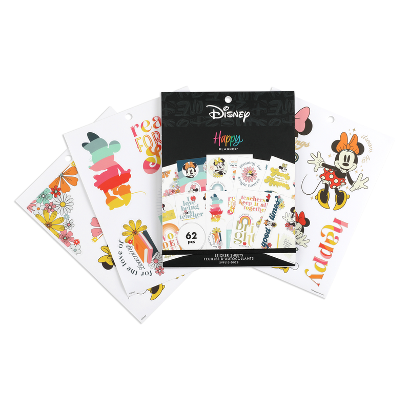 Disney Sunny Minnie Teacher | Large Value Pack Stickers | Black | [Large] | Happy Planner