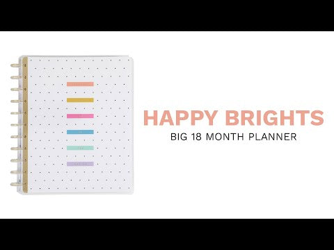 2023-2024 Happy Planner 18-Month Monthly/Weekly Big Planner, 8-1/2 x 11,  Happy Brights, July 2023 To December 2024, PPBD18-041