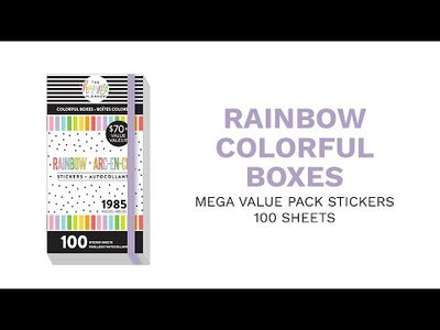 Mega Value Pack Stickers - 100 Sheets - Rainbow Colorful Boxes