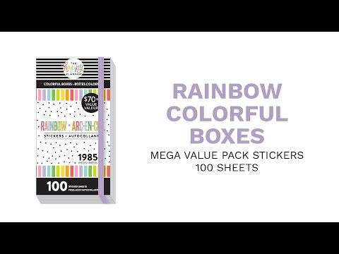 Quarter Boxes Pastel Rainbow Stickers for planner, Box icons